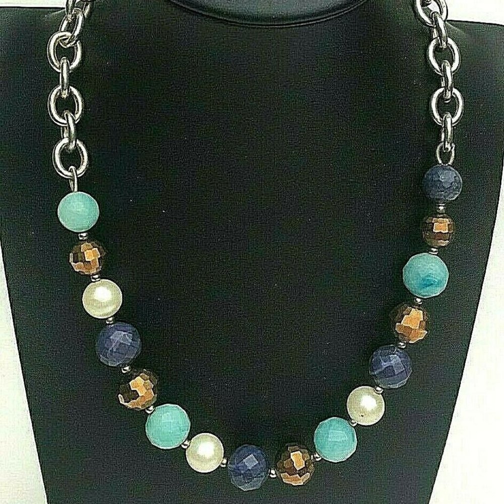 Vintage Bastian Brothers GT Multi Color Plastic Beaded Necklace Signed BB